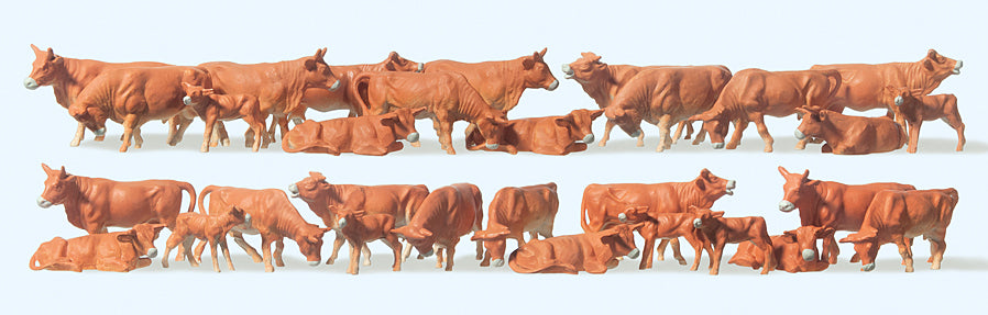 Preiser Brown Cows (30) Standard Figure Set PR14409