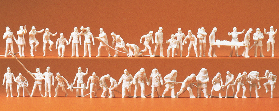 Preiser Firemen (42) Unpainted Figures PR16329