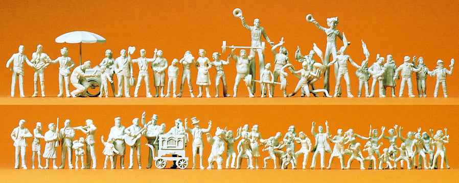 Preiser Funfair Visitors and Showmen (60) Unpainted Figures PR16342