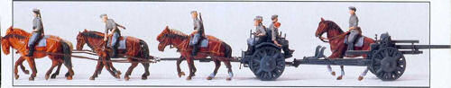 Preiser German Reich 1939-45 Horse Drawn Field Howitzer Kit PR16513