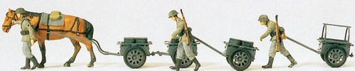Preiser German Reich 1939-45 Horses/Hand Drawn Carts Kit PR16547