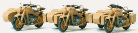 Preiser German Reich 1939-45 Zundapp Motorbike/Sidecars (3) Kit PR16563