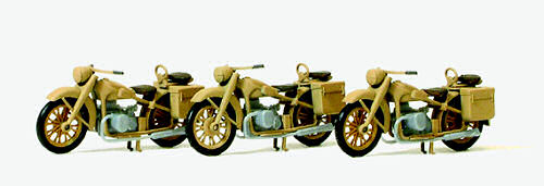 Preiser German Reich 1939-45 VMW R12 Motorcycles (3) Kit PR16572