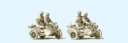 Preiser GDR Zundapp KS750 Motorcycle/Sidecar Crew (6) Kit PR16615