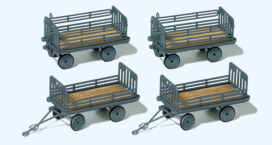 Preiser German Rail Era III Trailers (4) for Electric Vehicle Kit PR17129