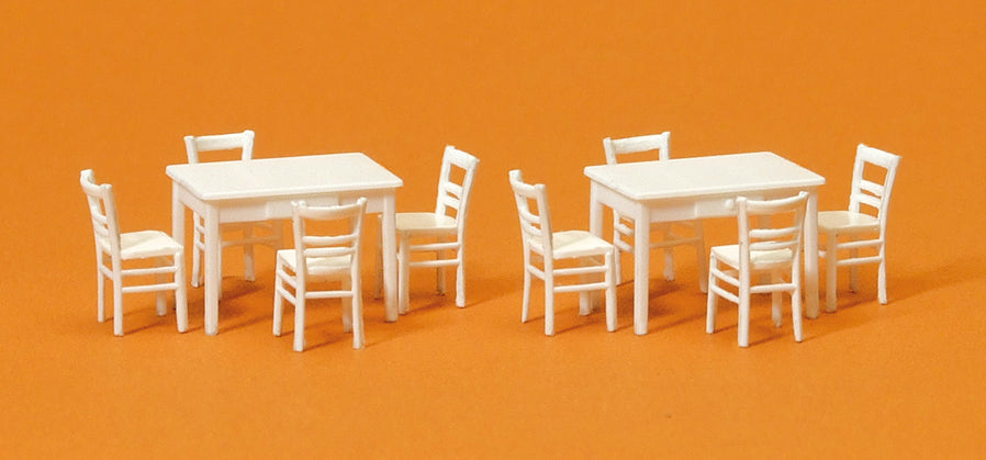 Preiser White Tables (2) and Chairs (8) Kit PR17217