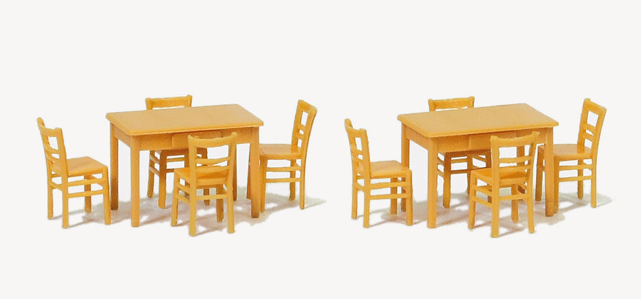 Preiser Wooden Tables (2) and Chairs (8) Kit PR17218