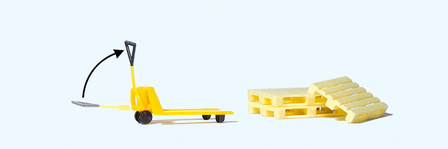 Preiser Pallet Pump Truck (1) & Europallets (3) PR17712