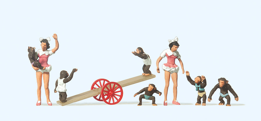 Preiser Circus Chimpanzee Act (7) Figure Set PR20257
