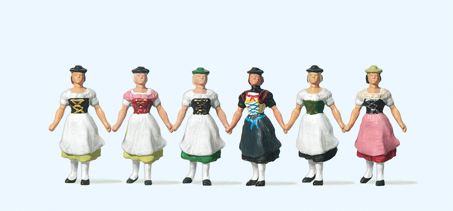 Preiser Females in Bavarian Costume (6) Figure Set PR24607