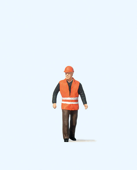 Preiser Railway Worker in Safety Vest Figure PR28008