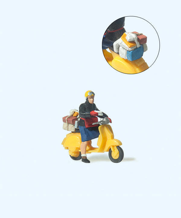 Preiser German Postwoman on Scooter Figure PR28249