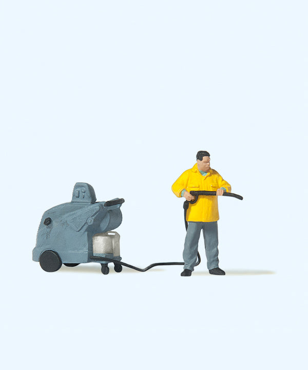 Preiser Man with Pressure Washer Figure PR28253