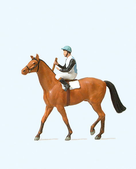 Preiser Jockey on Racehorse Figure PR29080