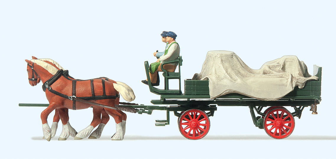 Preiser Horse Drawn Tarpaulin Wagon PR30446