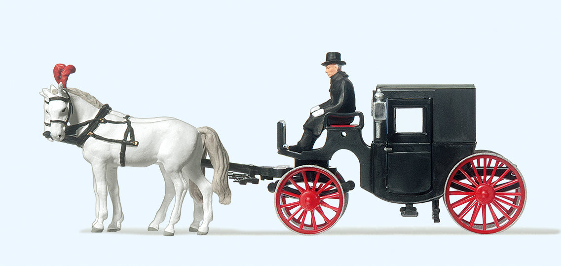 Preiser Horse Drawn Black Carriage PR30452