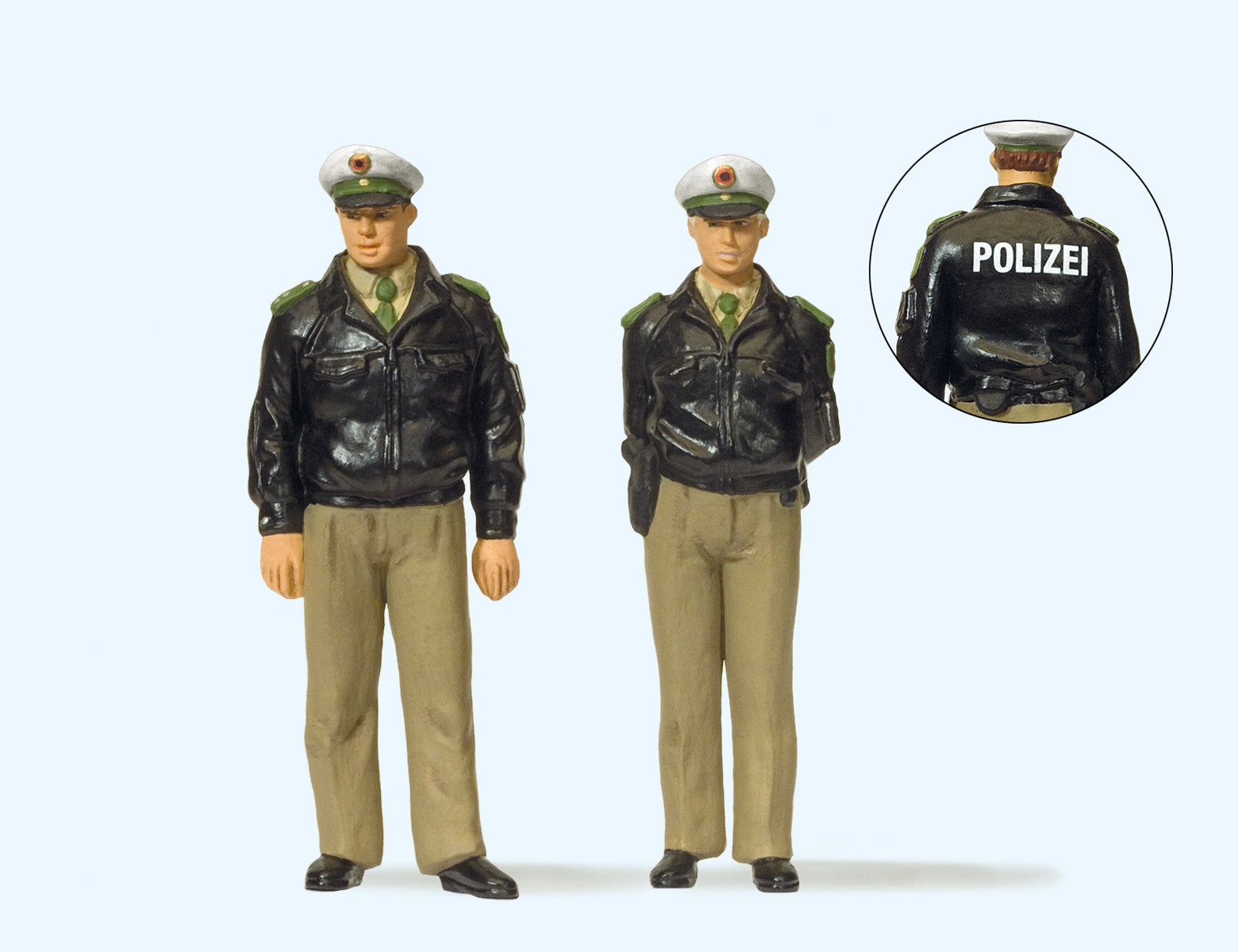 Preiser FRG Standing Police Officers Green Uniform (2) Figure Set PR44900