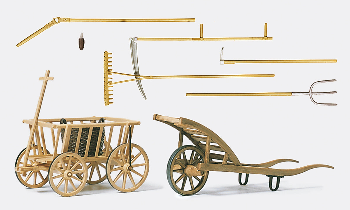 Preiser Hand Cart/Barrow/Tools Kit PR45212