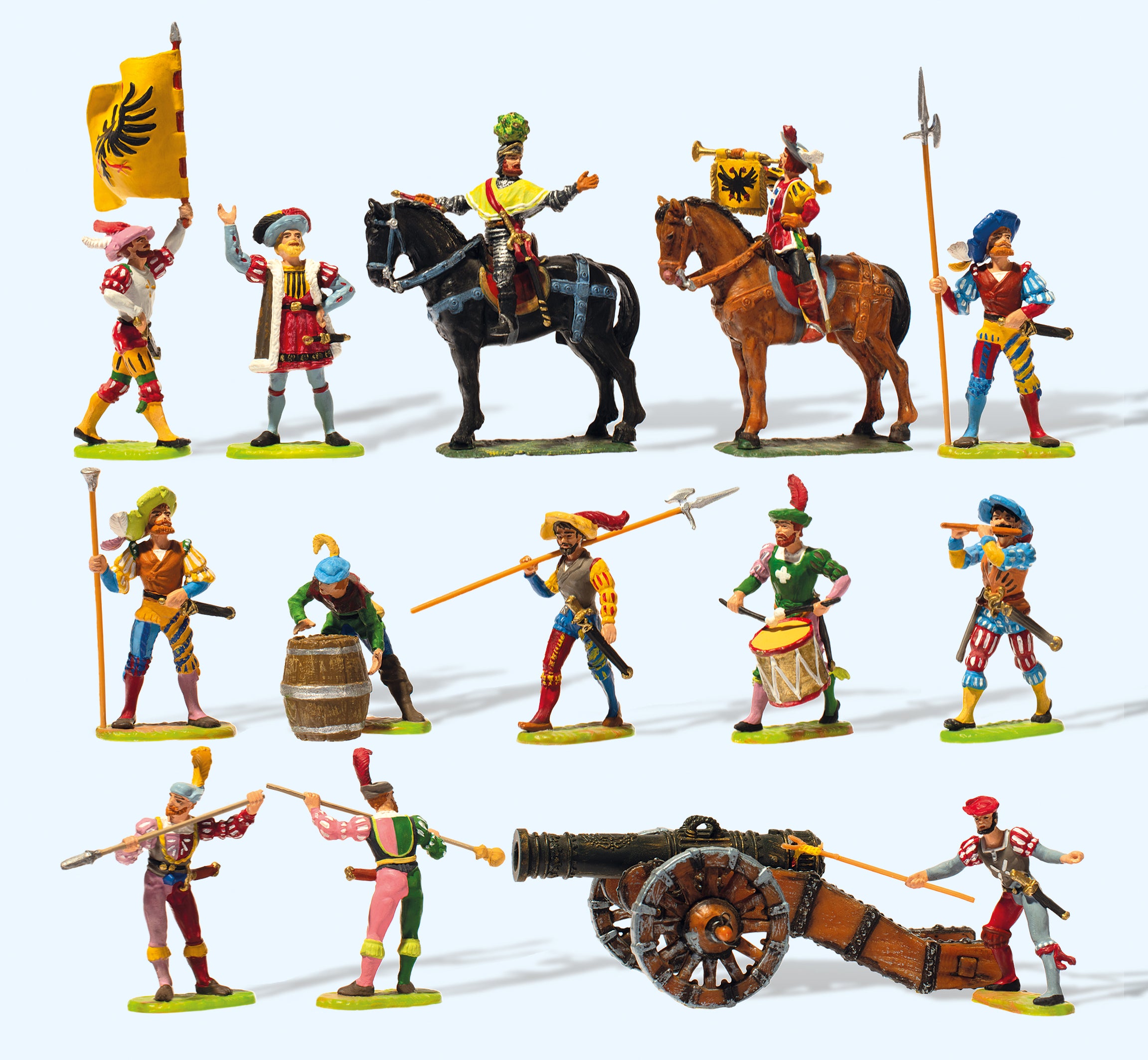 Preiser Elastolin Mercenaries/Horsemen/Gunners Figure Set PR49300