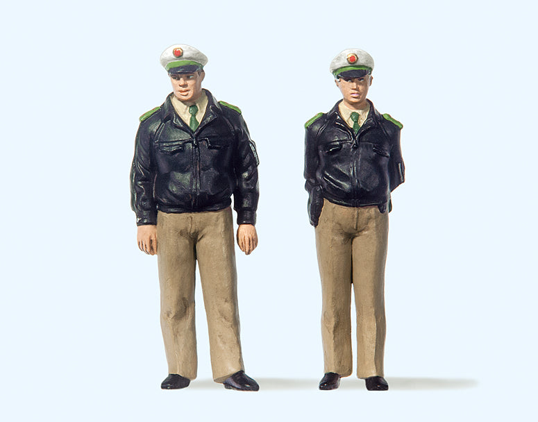 Preiser German Policemen BRD Green Uniform (2) Figure Set PR63100