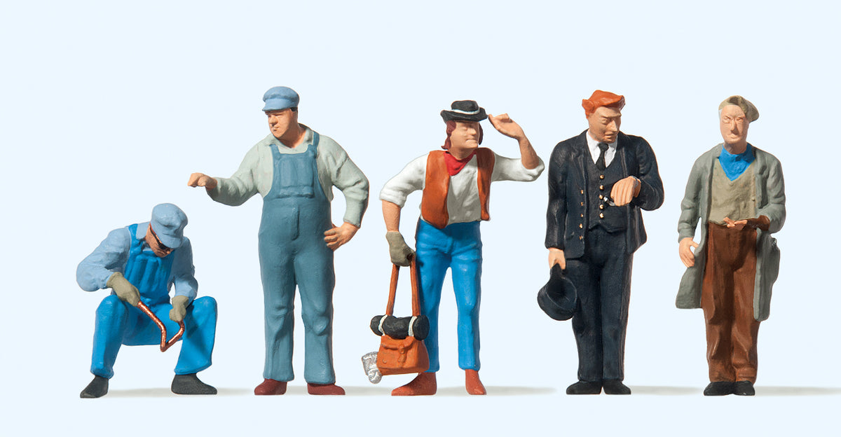 Preiser American Railroad Track Workers/Conductor/Hobos Figure Set PR65342