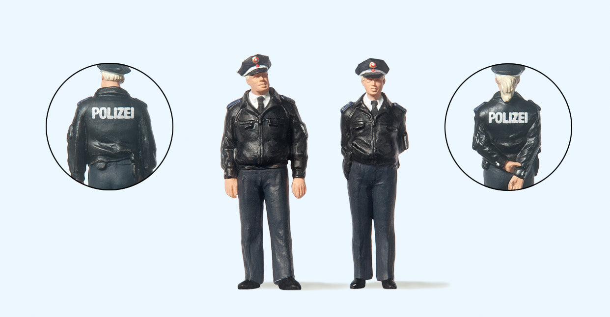 Preiser German Policemen BRD Blue Uniform (2) Figure Set PR65364