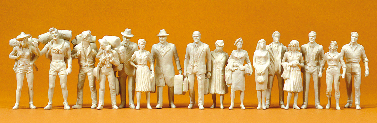 Preiser Passengers/Passers By/Travellers (16) Unpainted Figures PR65600
