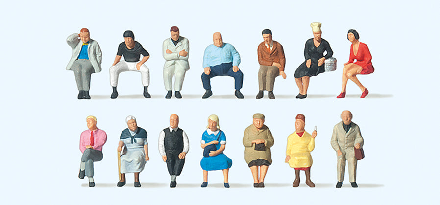 Preiser Seated Travellers (14) Figure Set PR75041