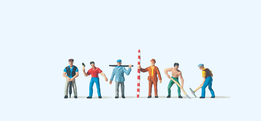 Preiser Road Workers (6) with Tools Figure Set PR79030