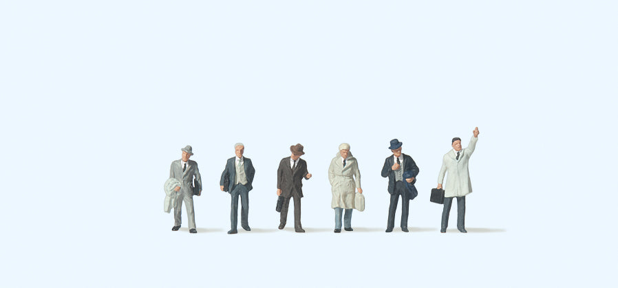 Preiser Businessmen in Coats (6) Figure Set PR79114