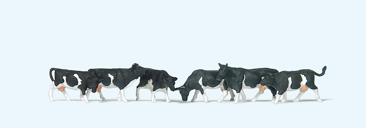 Preiser Black/White Cows (6) Figure Set PR79228