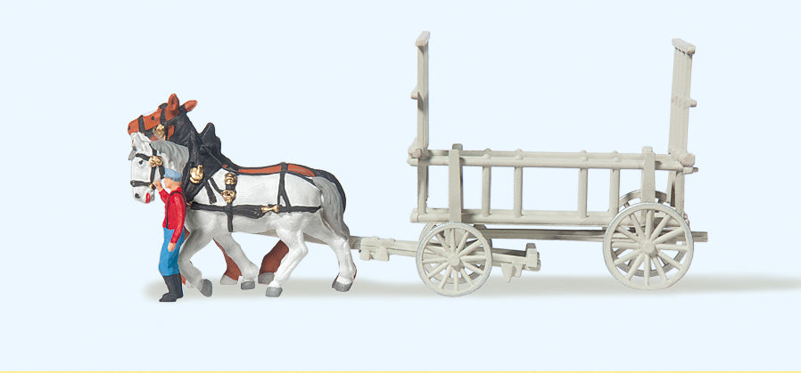 Preiser Horse Drawn Rack Wagon PR79476