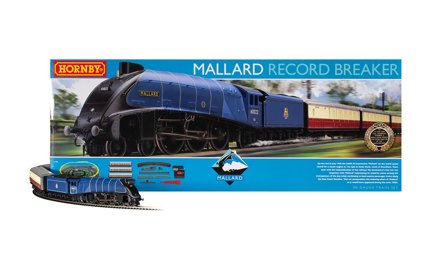 Hornby OO Gauge Mallard Record Breaker Train Set Era 3 R1282M