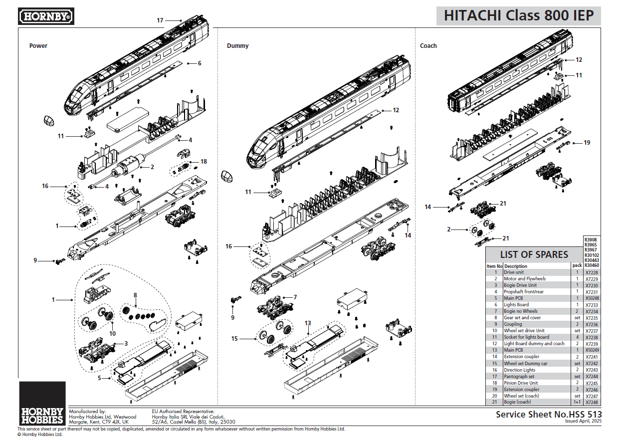 R3965 LNER - Class 801/2 - 5 Car Train Pack Horby