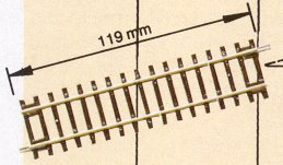 Roco Rocoline (DG1) Diagonal Straight Track 119mm RC42411