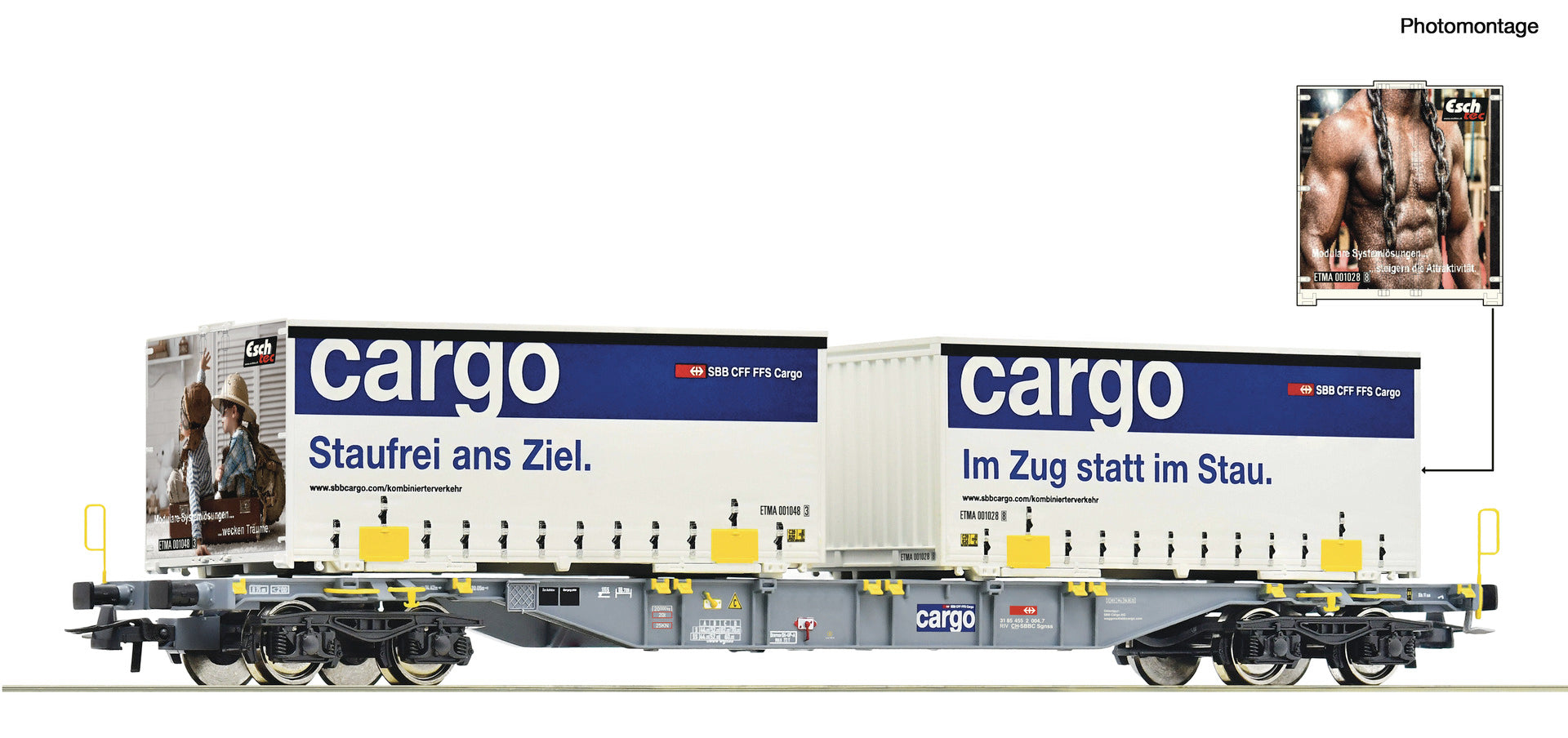 Roco SBB Sgnss Flat Wagon w/SBB Cargo Containers VI RC6600028