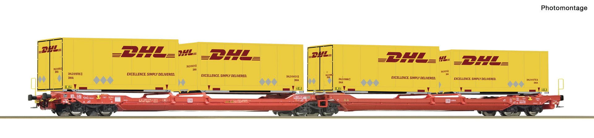 Roco DBAG T3000e Dbl Pocket Wagon w/DHL Swapbody Load VI RC6600057