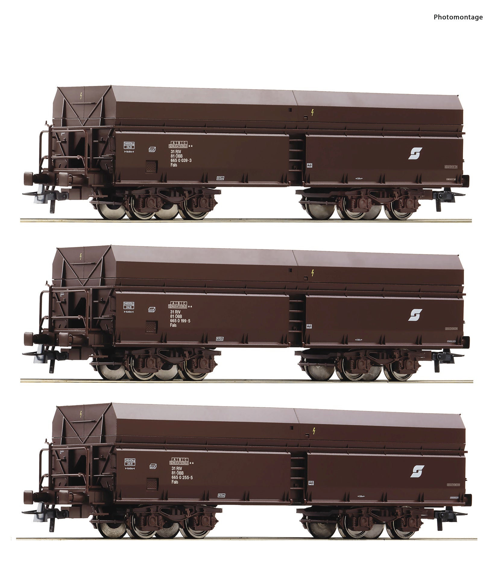 Roco OBB Fals Self Unloading Wagon Set (3) IV RC6600071