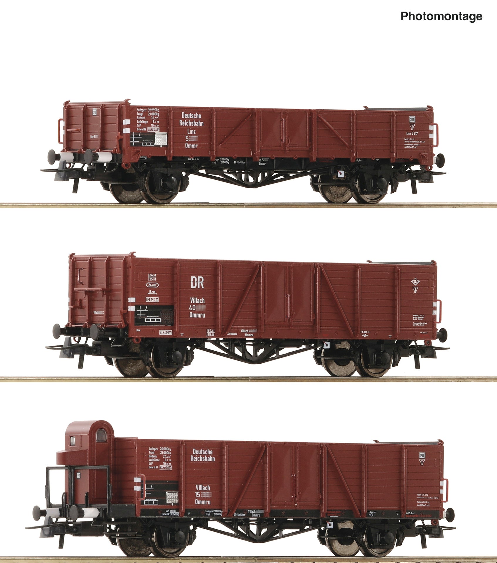 Roco DRB Ommr/Ommru/Ommru Open Wagon Set (3) II RC6600102
