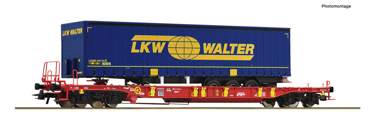 Roco DBAG Sdgmnss/T3 Flat Wagon w/LKW Walter Trailer VI RC76233