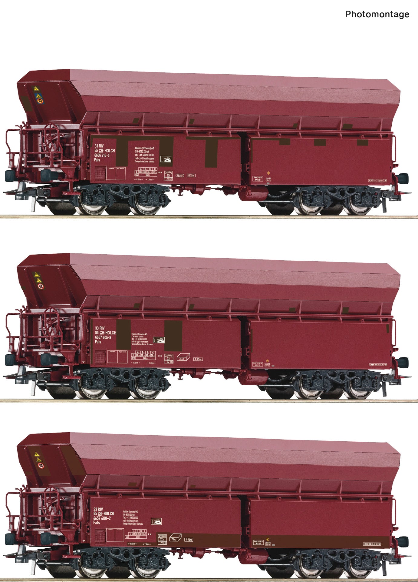 Roco Holcim Fals Self Unloading Hopper Wagon Set (3) V RC77033