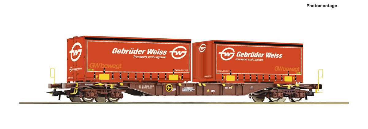 Roco OBB Sgnss Flat Wagon w/Gebruder Weiss Containers VI RC77344