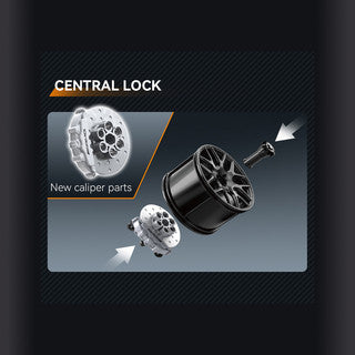 Central lock mechanism with new caliper parts for the CaDa Mercedes-AMG GT3 model assembly.