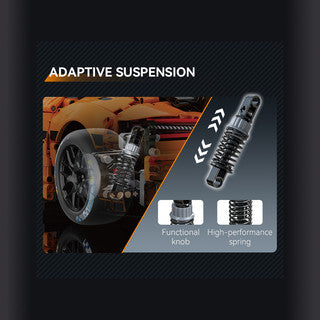 Adaptive suspension feature of CaDa Mercedes-AMG GT3 model showcasing functional knob and high-performance spring.
