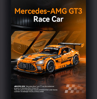 CaDa Mercedes-AMG GT3 model in striking orange and black color scheme, showcasing its detailed racing design.