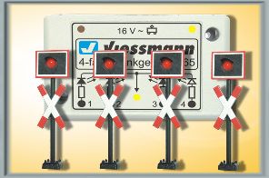 Viessmann St Andrews Cross Warning Lights (4) w/Blinking Electronics VN5835