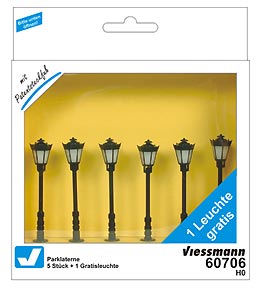 Viessmann Park Lamp Black 56mm LED Warm White Set (6) VN60706