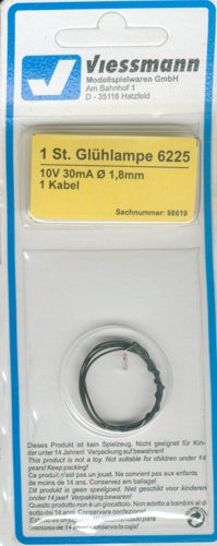 Viessmann Spare Bulb Clear T1/2 1.8mm Diameter 10v 30mA (Cable/Wire) VN6225