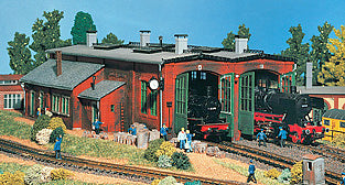 Vollmer Double Track Locomotive Shed with Door Lock Mechanism Kit VO45752