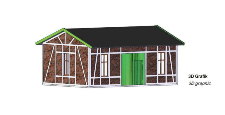 Vollmer Workshop with Brick/Timber Framed Facade Kit VO47556